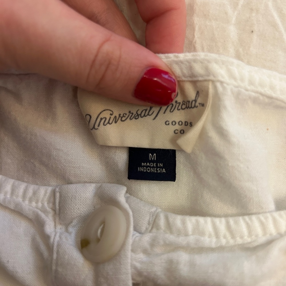 Universal Thread Cream Short Sleeve Button-Up Blouse - Picture 2 of 2